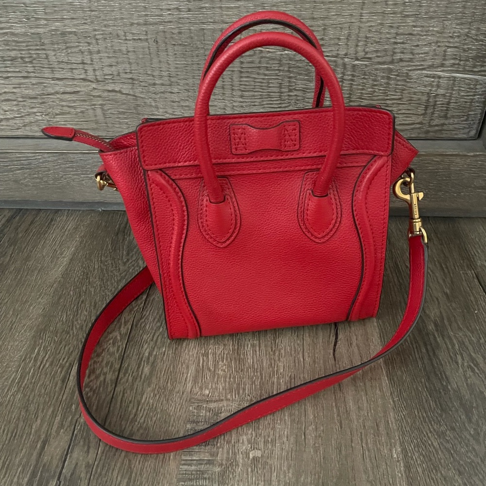Authentic Celine Nano Luggage Red Bag Crossbody - Picture 2 of 15